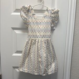 Girl’s Red, White & Blue Polka Dot Kids Dress (4T)